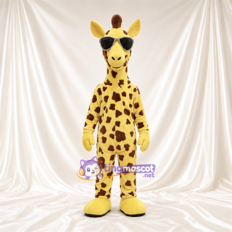 Costume de mascotte Girafe – jaune / marron – Lunettes de soleil Costume de mascotte Girafe – jaune / marron – Lunettes de soleil