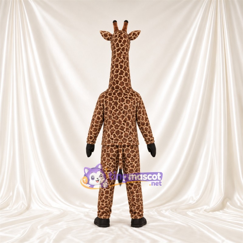 Brown and Cream Giraffe Mascot Costume - Black Gloves and Small Patch Pattern Brown and Cream Giraffe Mascot Costume - Black Gloves and Small Patch Pattern