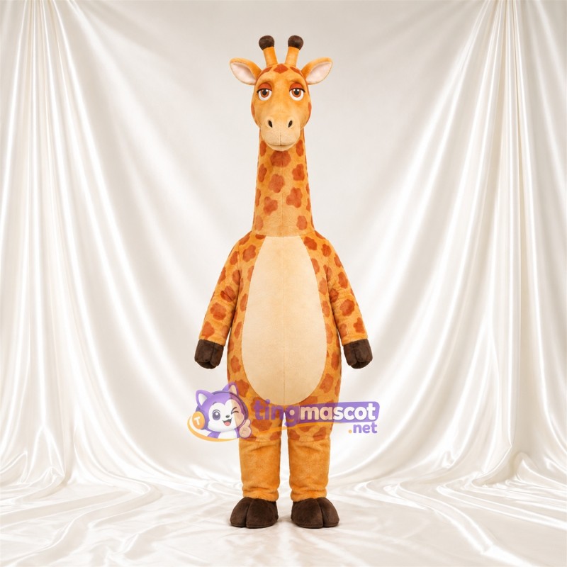 Maskottchenkostüm Giraffe – gelb / braun – Bauch (creme); Kleines Fleckenmuster Maskottchenkostüm Giraffe – gelb / braun – Bauch (creme); Kleines Fleckenmuster