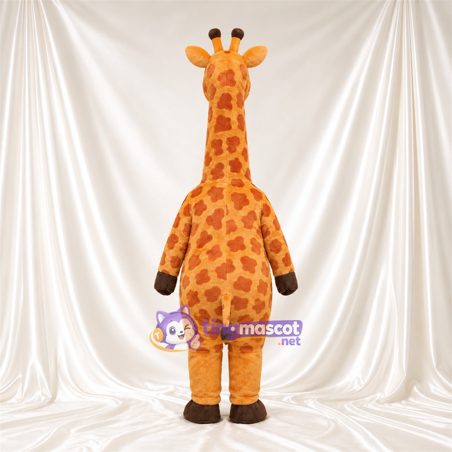 Maskottchenkostüm Giraffe – gelb / braun – Bauch (creme); Kleines Fleckenmuster Maskottchenkostüm Giraffe – gelb / braun – Bauch (creme); Kleines Fleckenmuster