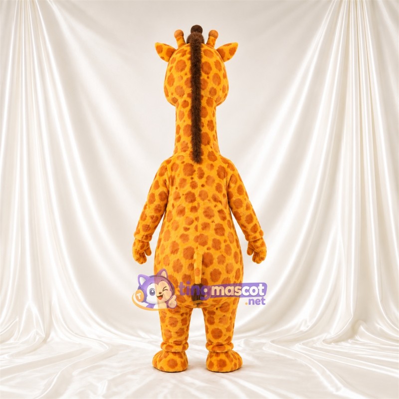 Maskottchenkostüm Giraffe – gelb / braun – Augen (grün); Kleines Fleckenmuster Maskottchenkostüm Giraffe – gelb / braun – Augen (grün); Kleines Fleckenmuster