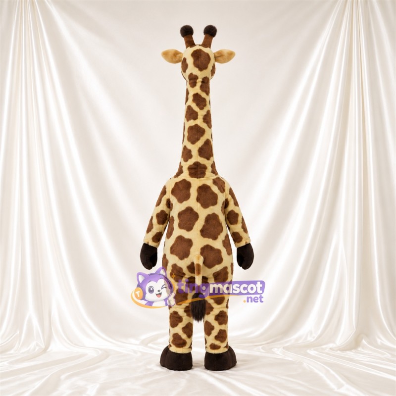 Maskottchenkostüm Giraffe – braun / creme – Lächelndes Gesicht; Großes Fleckenmuster Maskottchenkostüm Giraffe – braun / creme – Lächelndes Gesicht; Großes Fleckenmuster