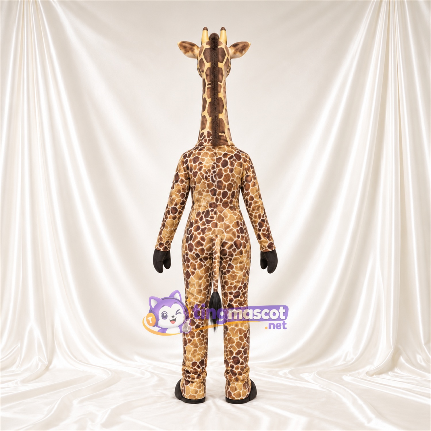 Maskottchenkostüm Giraffe – braun / creme – Langer Hals; Kleines Fleckenmuster Maskottchenkostüm Giraffe – braun / creme – Langer Hals; Kleines Fleckenmuster