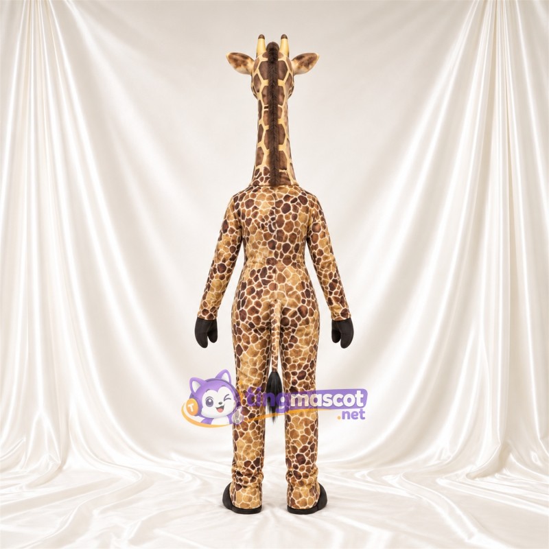 Maskottchenkostüm Giraffe – braun / creme – Langer Hals; Kleines Fleckenmuster Maskottchenkostüm Giraffe – braun / creme – Langer Hals; Kleines Fleckenmuster