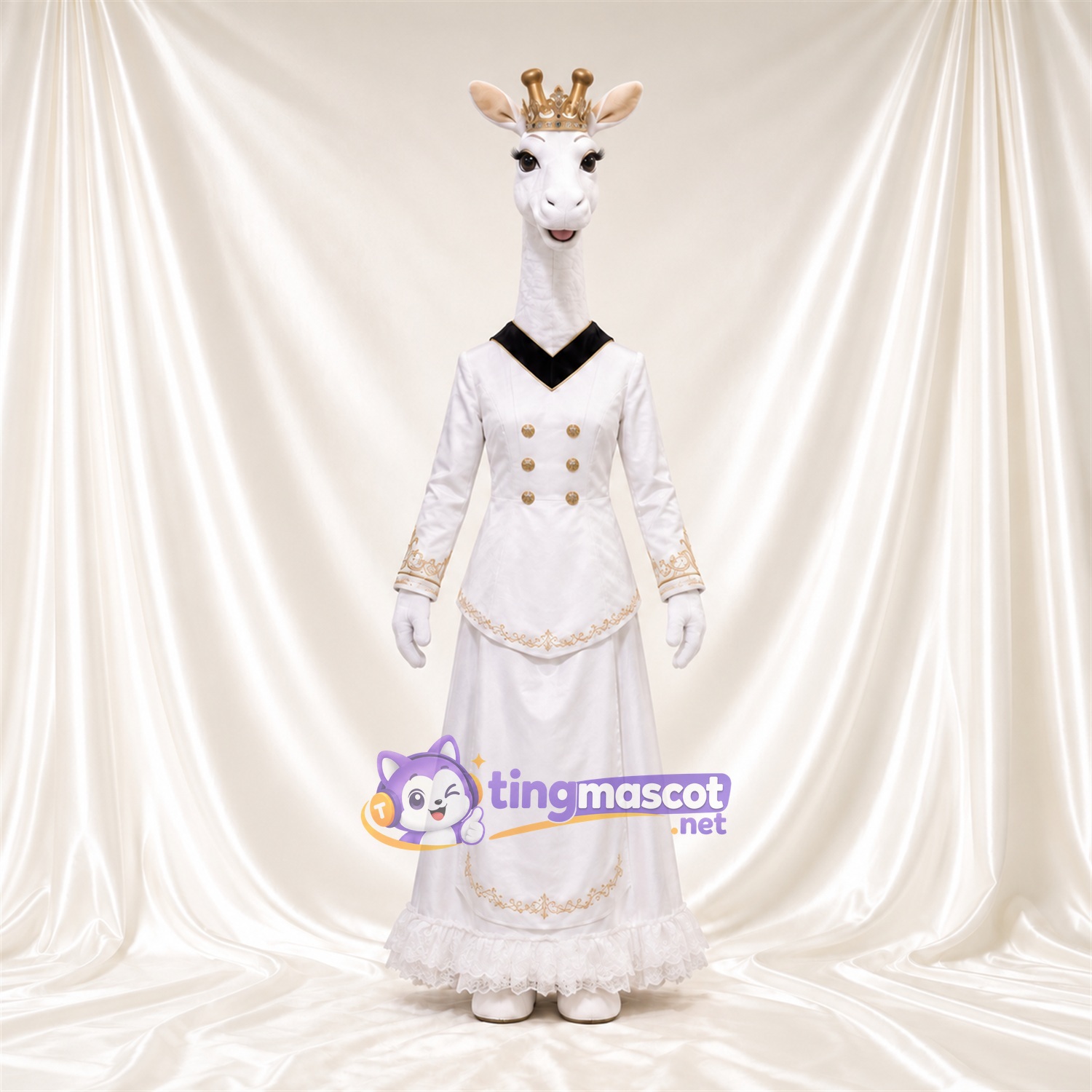 Costume de mascotte Girafe – blanc – Couronne; Tenue Costume de mascotte Girafe – blanc – Couronne; Tenue