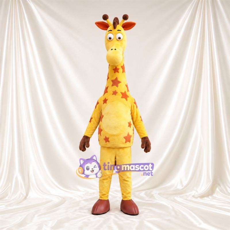 Maskottchenkostüm Giraffe – gelb / braun – Sternenmuster Maskottchenkostüm Giraffe – gelb / braun – Sternenmuster