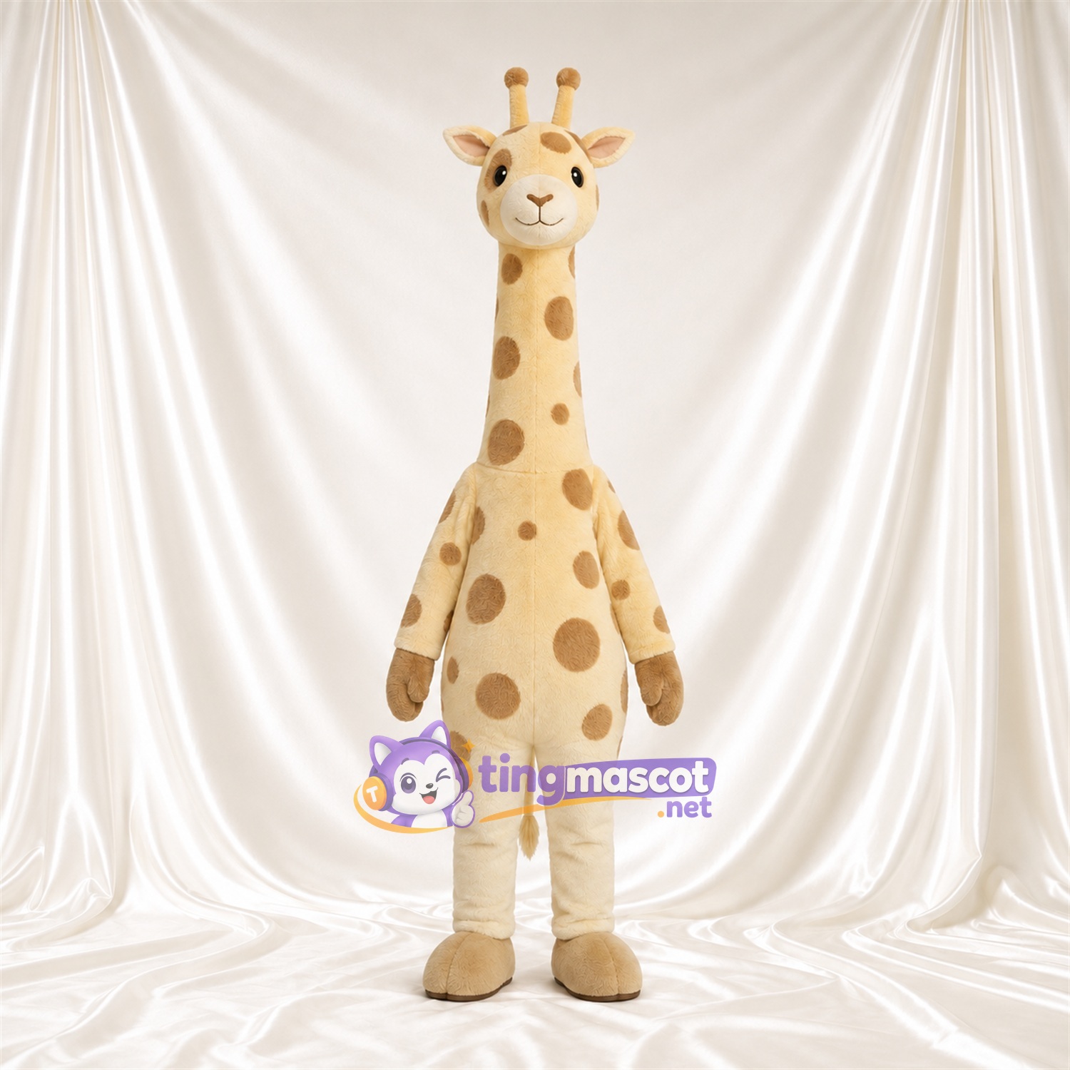Maskottchenkostüm Giraffe – braun / creme – Langer Hals; Flecken Maskottchenkostüm Giraffe – braun / creme – Langer Hals; Flecken