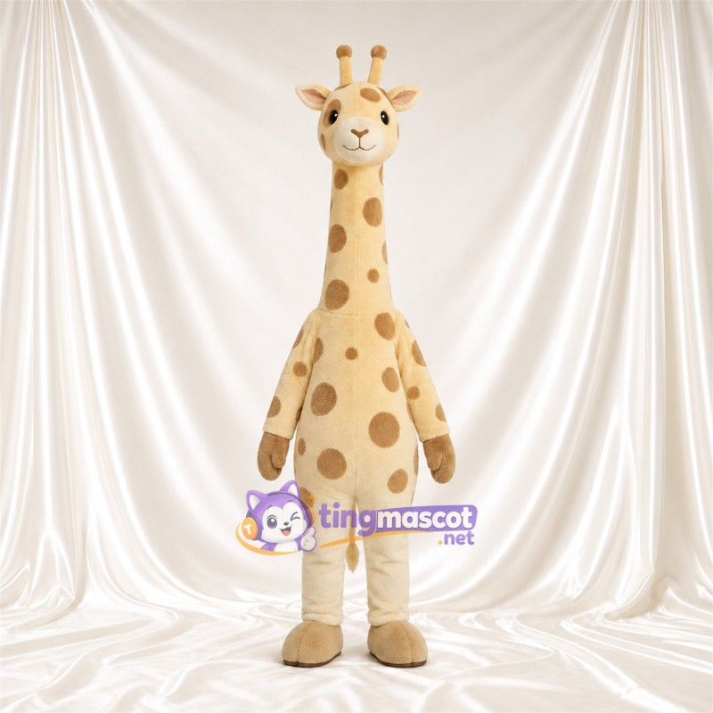 Costume de mascotte Girafe – marron / crème – Long cou; Taches Costume de mascotte Girafe – marron / crème – Long cou; Taches