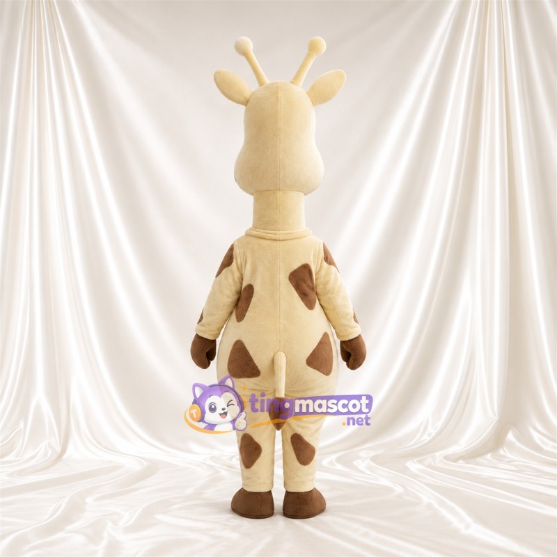 Maskottchenkostüm Giraffe – braun / creme – Augen (blau); Großes Fleckenmuster Maskottchenkostüm Giraffe – braun / creme – Augen (blau); Großes Fleckenmuster