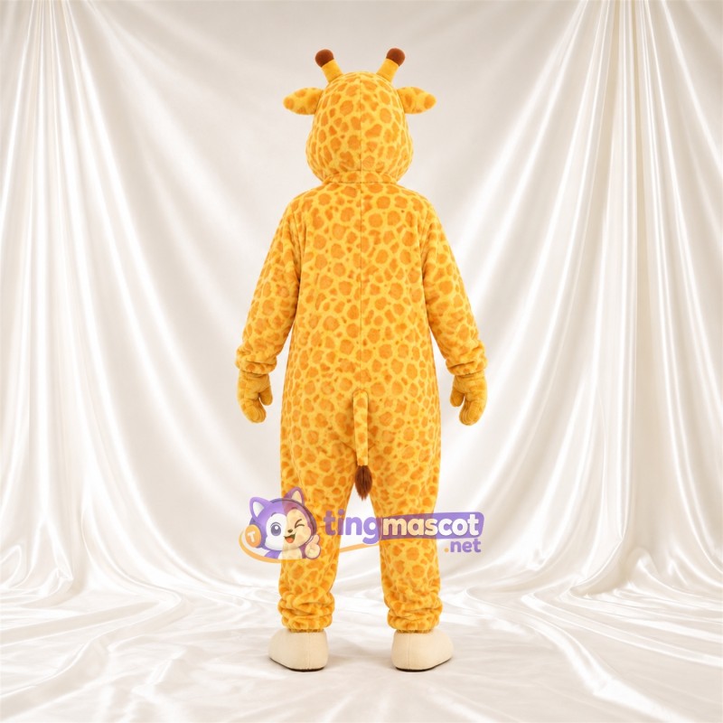 Maskottchenkostüm Giraffe – gelb / braun – Bauch (weiß); Breites Zahngrinsen Maskottchenkostüm Giraffe – gelb / braun – Bauch (weiß); Breites Zahngrinsen