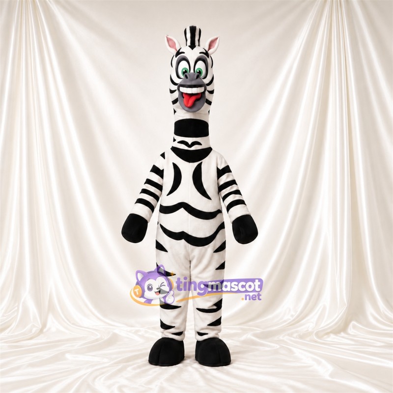 Maskottchenkostüm Zebra – schwarz / weiß – Langer Hals; Augen (grün) Maskottchenkostüm Zebra – schwarz / weiß – Langer Hals; Augen (grün)