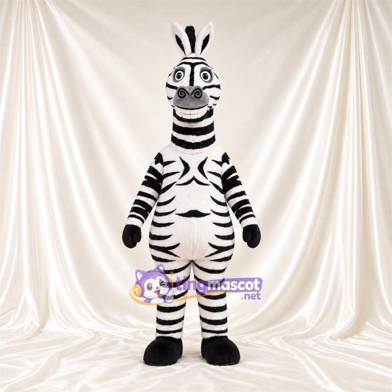 Costume de mascotte Zèbre – noir / blanc – Long cou; Sourire avec dents Costume de mascotte Zèbre – noir / blanc – Long cou; Sourire avec dents