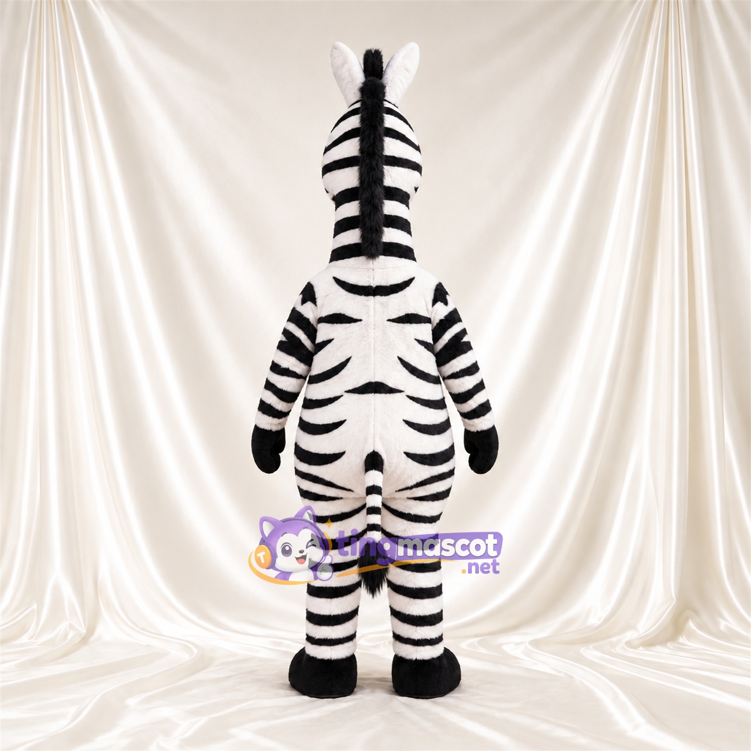 Maskottchenkostüm Zebra – schwarz / weiß – Langer Hals; Breites Zahngrinsen Maskottchenkostüm Zebra – schwarz / weiß – Langer Hals; Breites Zahngrinsen