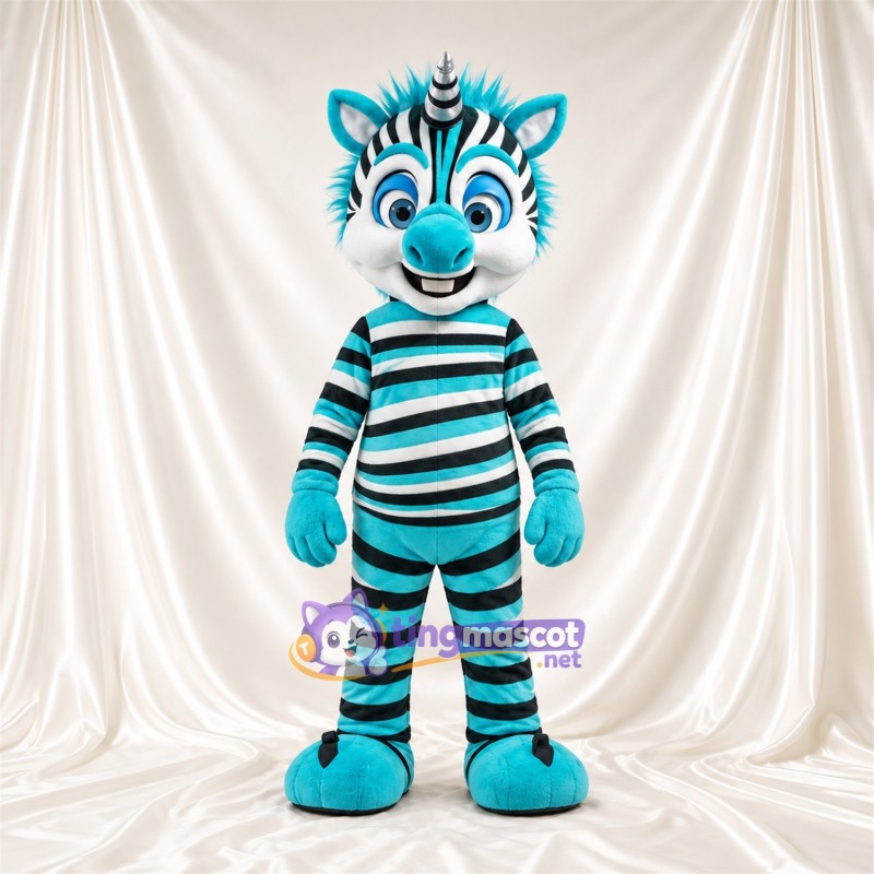 Costume de mascotte Licorne – bleu canard – Rayures Costume de mascotte Licorne – bleu canard – Rayures