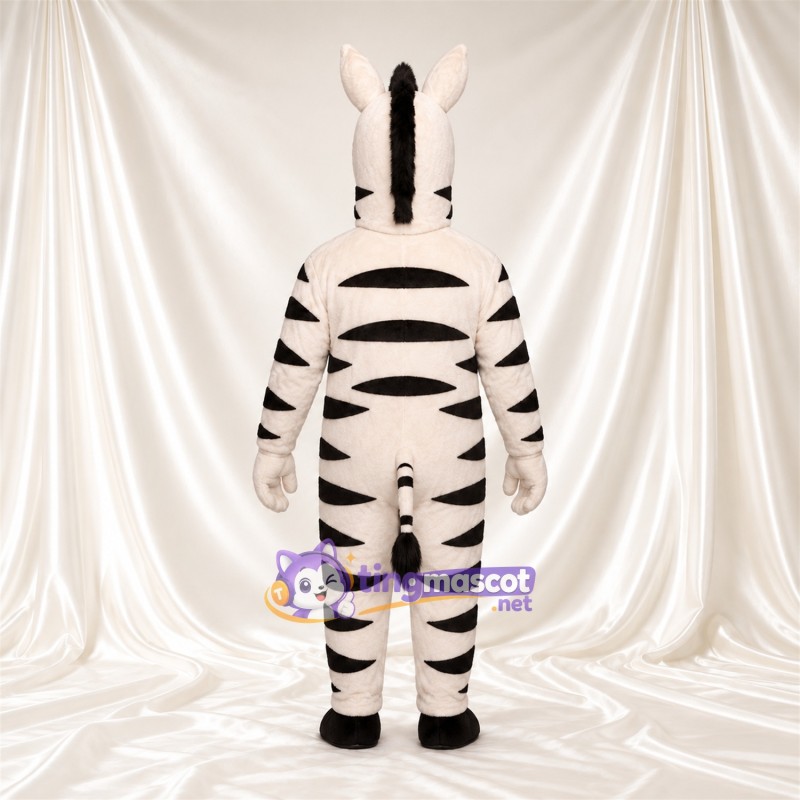 Maskottchenkostüm Zebra – schwarz / weiß – Breite Streifen; Handschuhe (weiß) Maskottchenkostüm Zebra – schwarz / weiß – Breite Streifen; Handschuhe (weiß)