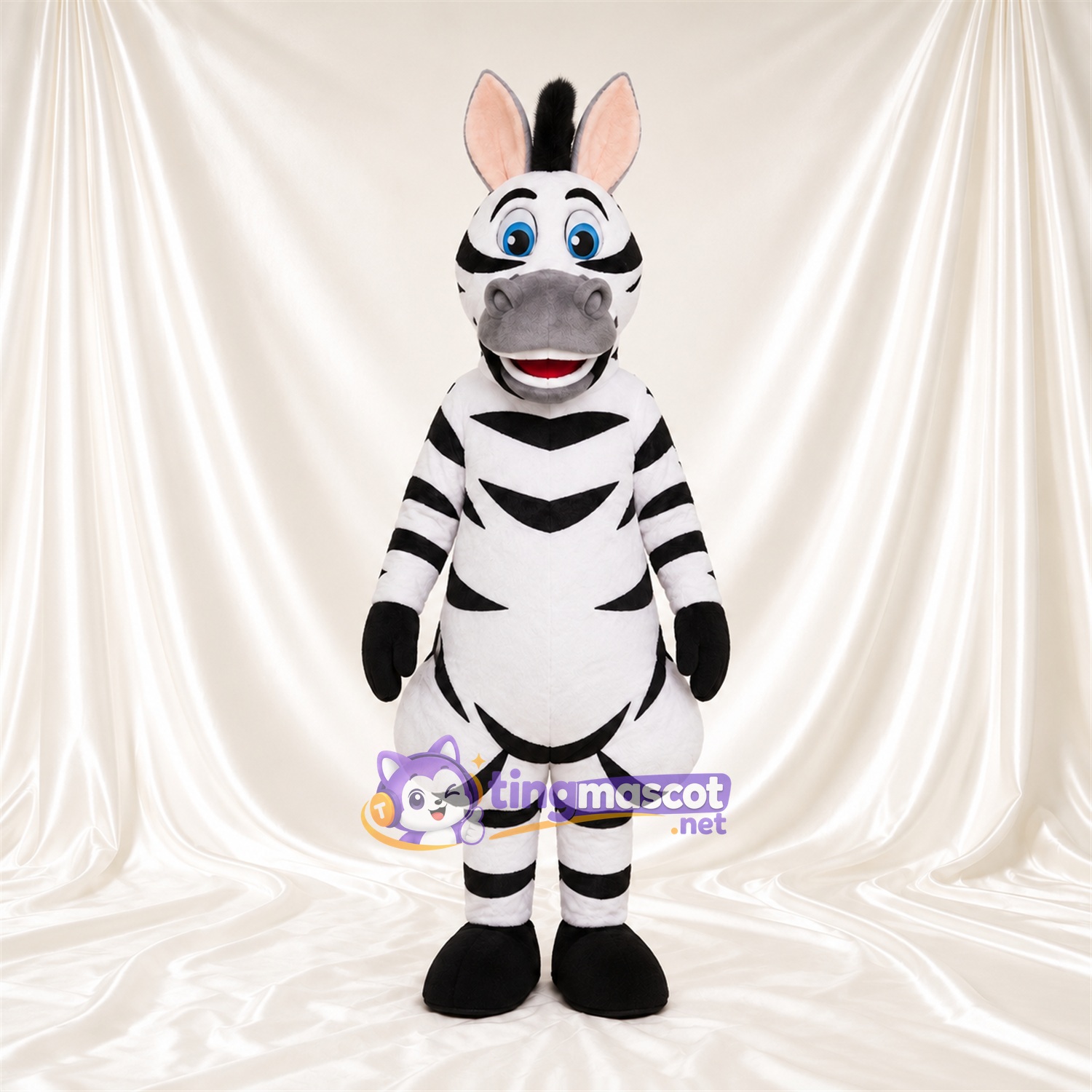 Black and White Zebra Mascot Costume - Blue Eyes and Pink Inner Ears Black and White Zebra Mascot Costume - Blue Eyes and Pink Inner Ears