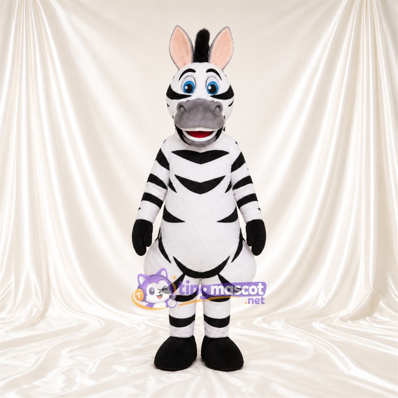 Black and White Zebra Mascot Costume - Blue Eyes and Pink Inner Ears Black and White Zebra Mascot Costume - Blue Eyes and Pink Inner Ears