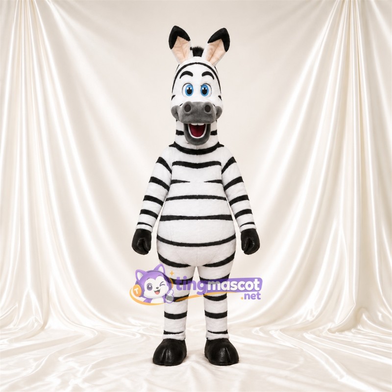 Black and White Zebra Mascot Costume - Blue Eyes and Gray Muzzle Black and White Zebra Mascot Costume - Blue Eyes and Gray Muzzle