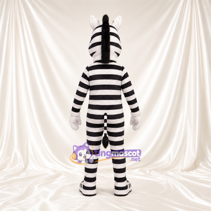 Black and White Zebra Mascot Costume - Blue Eyes and White Gloves Black and White Zebra Mascot Costume - Blue Eyes and White Gloves