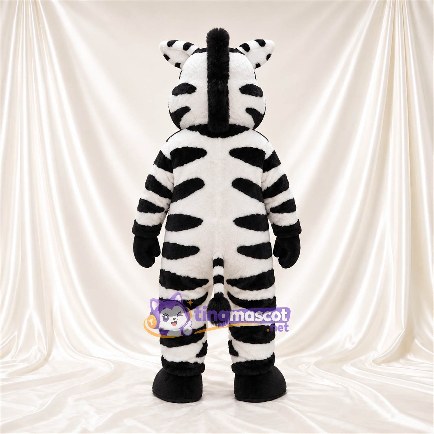 Maskottchenkostüm Zebra – schwarz / weiß – Breite Streifen; Schnauze (schwarz) Maskottchenkostüm Zebra – schwarz / weiß – Breite Streifen; Schnauze (schwarz)