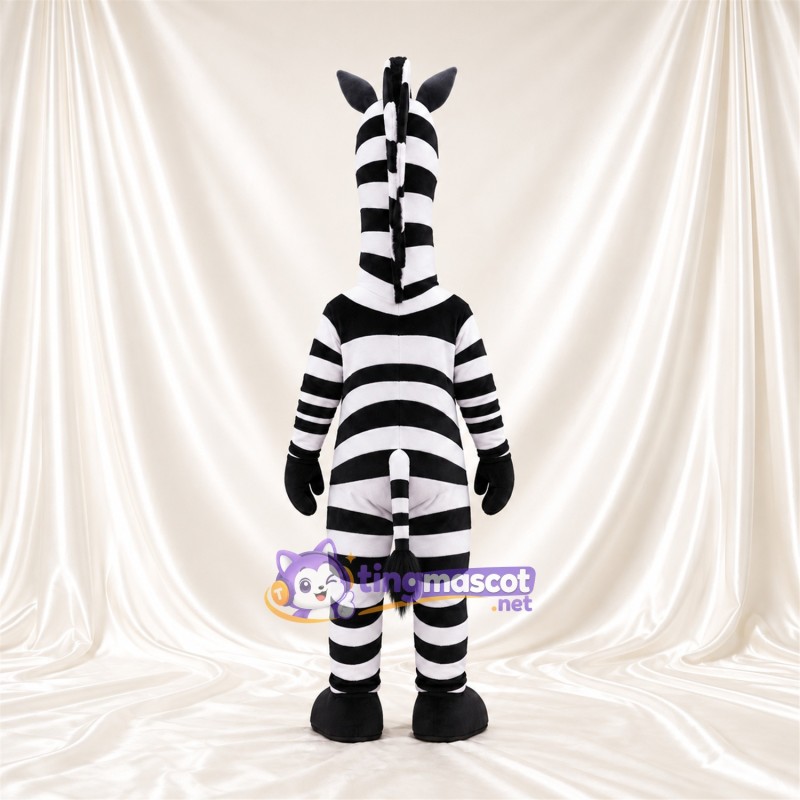 Maskottchenkostüm Zebra – schwarz / weiß – Langer Hals; Augen (blau) Maskottchenkostüm Zebra – schwarz / weiß – Langer Hals; Augen (blau)