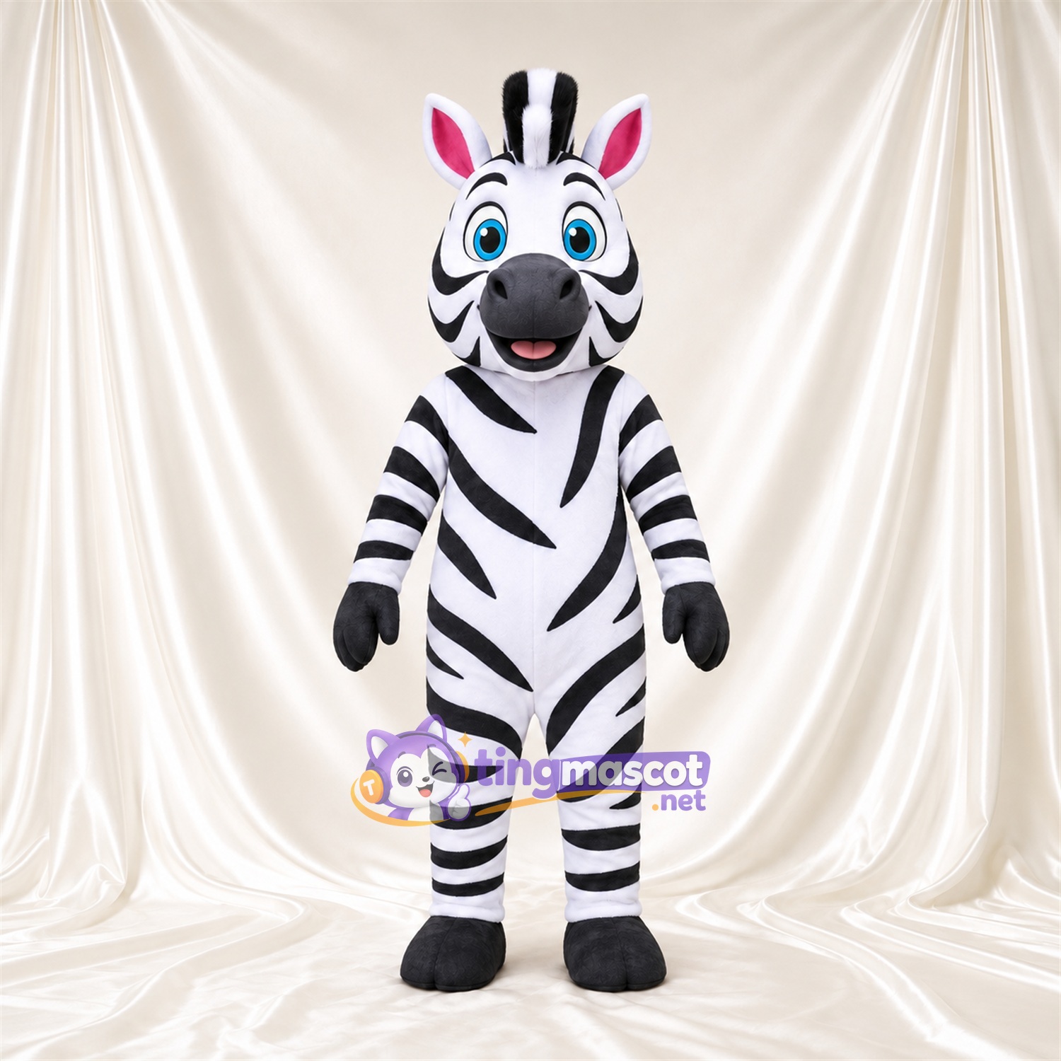 Black and White Zebra Mascot Costume - Blue Eyes and Pink Inner Ears Black and White Zebra Mascot Costume - Blue Eyes and Pink Inner Ears