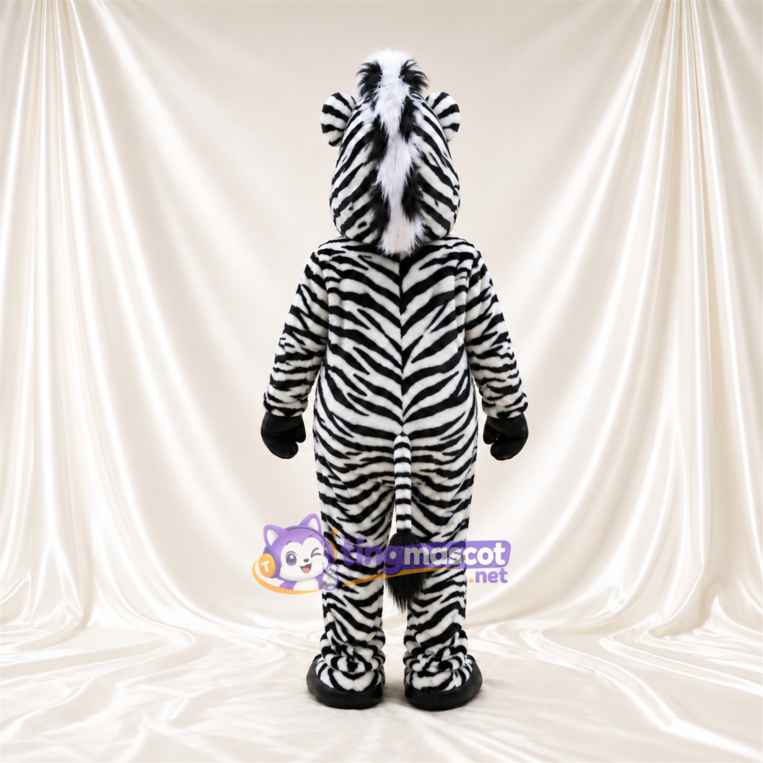 Costume de mascotte Zèbre – noir / blanc – Bouche ouverte; Langue (rouge) Costume de mascotte Zèbre – noir / blanc – Bouche ouverte; Langue (rouge)