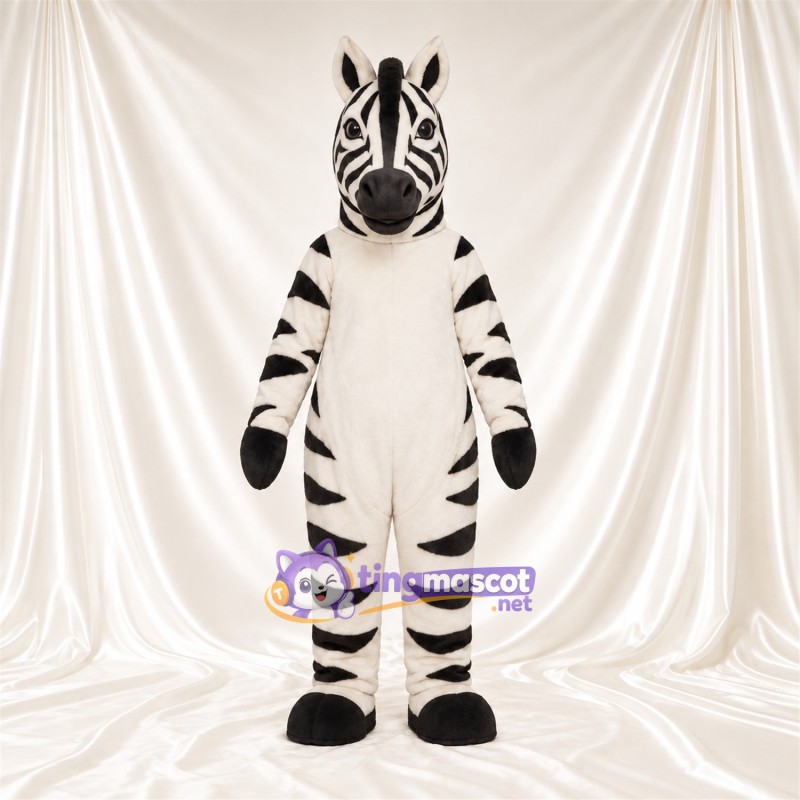 Maskottchenkostüm Zebra – schwarz / weiß – Lange Schnauze; Breite Streifen Maskottchenkostüm Zebra – schwarz / weiß – Lange Schnauze; Breite Streifen
