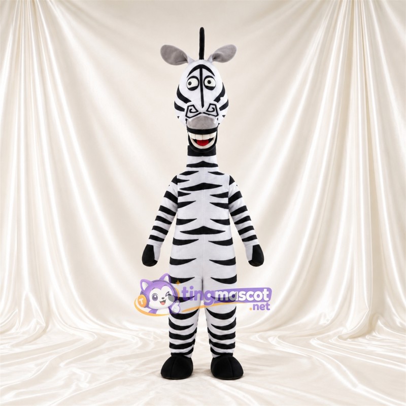 Costume de mascotte Zèbre – noir / blanc – Long cou; Sourire avec dents Costume de mascotte Zèbre – noir / blanc – Long cou; Sourire avec dents
