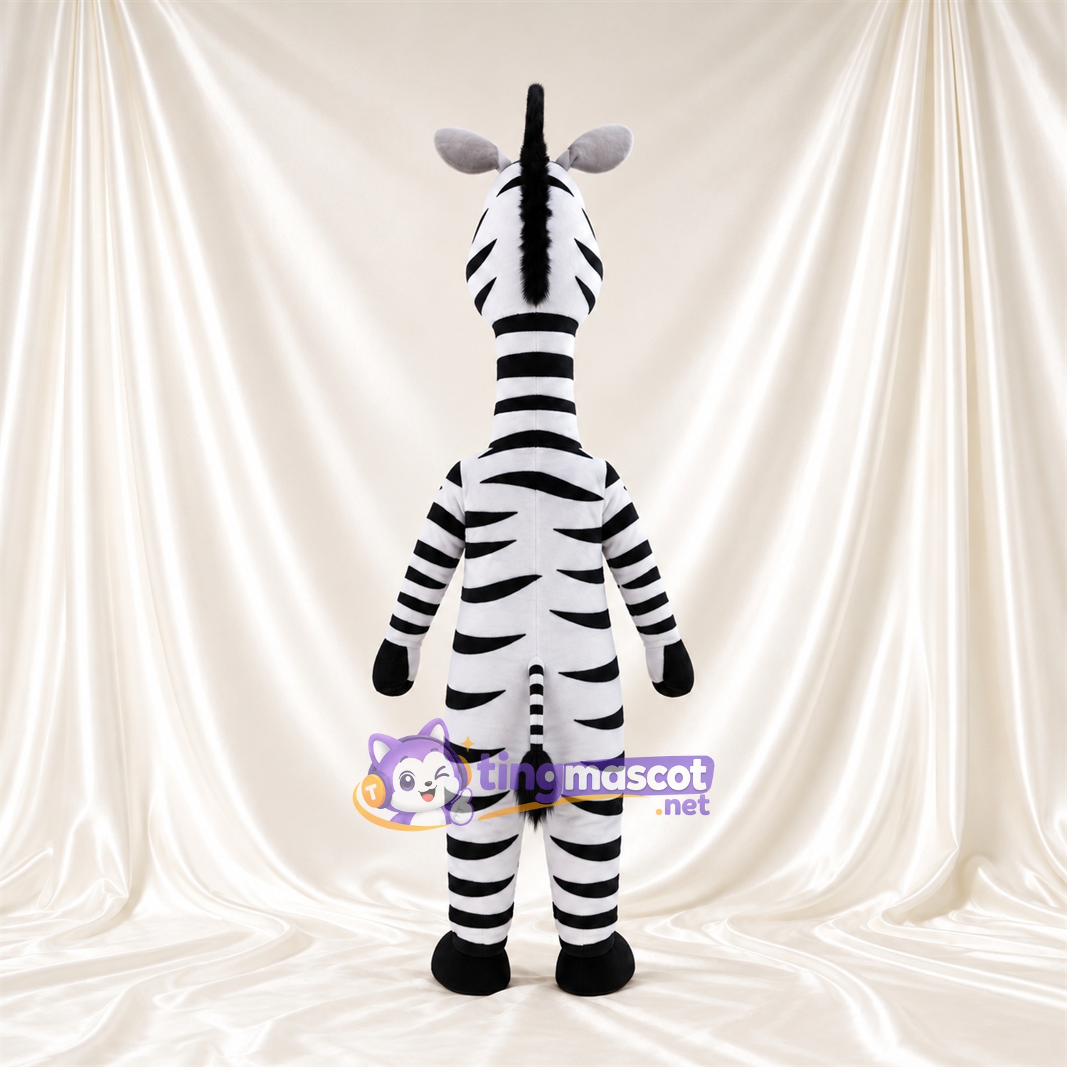 Maskottchenkostüm Zebra – schwarz / weiß – Langer Hals; Breites Zahngrinsen Maskottchenkostüm Zebra – schwarz / weiß – Langer Hals; Breites Zahngrinsen