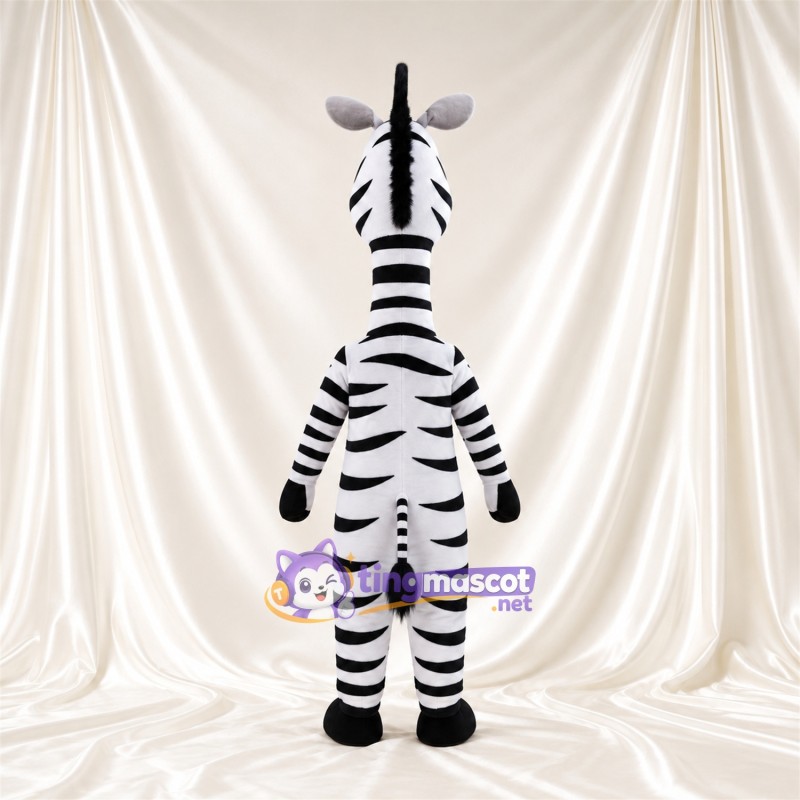 Maskottchenkostüm Zebra – schwarz / weiß – Langer Hals; Breites Zahngrinsen Maskottchenkostüm Zebra – schwarz / weiß – Langer Hals; Breites Zahngrinsen