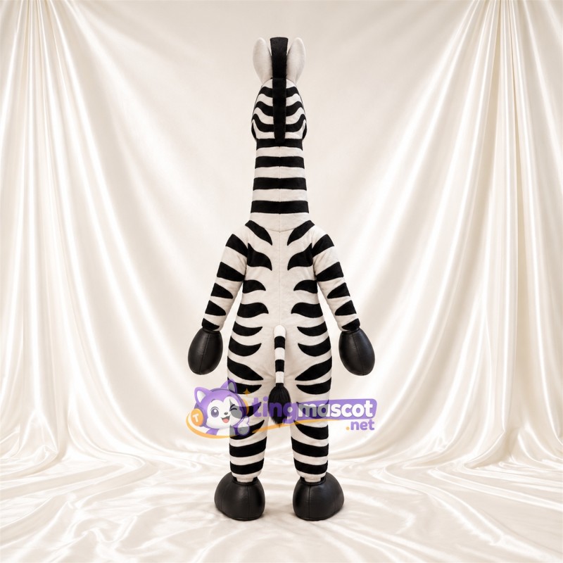 Maskottchenkostüm Zebra – schwarz / weiß – Langer Hals; Hufe (schwarz) Maskottchenkostüm Zebra – schwarz / weiß – Langer Hals; Hufe (schwarz)