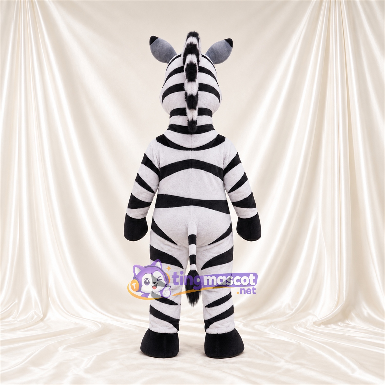 Black and White Zebra Mascot Costume - Blue Eyes and Broad Curved Stripes Black and White Zebra Mascot Costume - Blue Eyes and Broad Curved Stripes