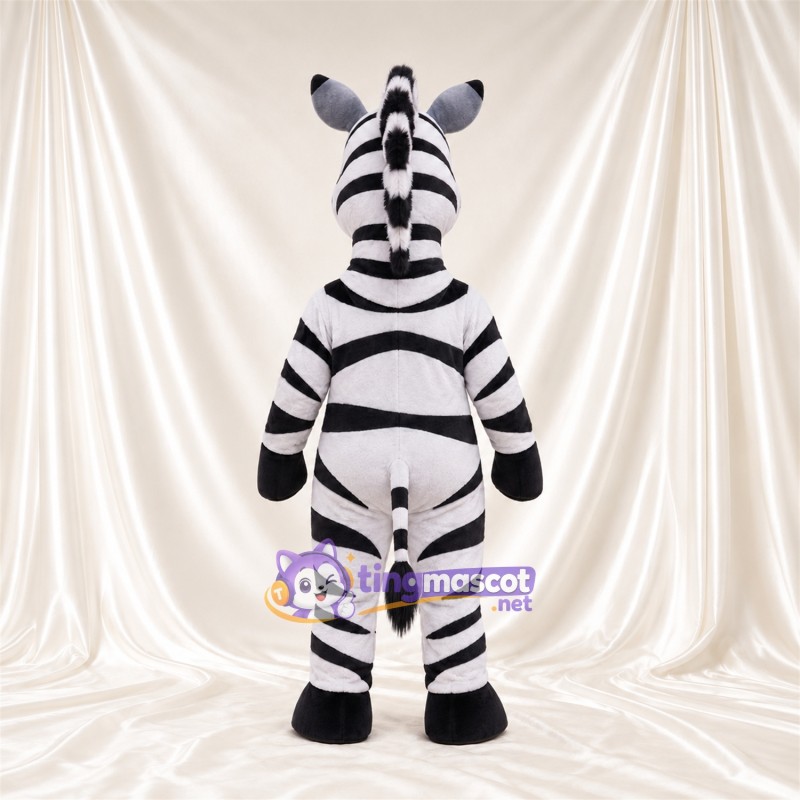 Black and White Zebra Mascot Costume - Blue Eyes and Broad Curved Stripes Black and White Zebra Mascot Costume - Blue Eyes and Broad Curved Stripes
