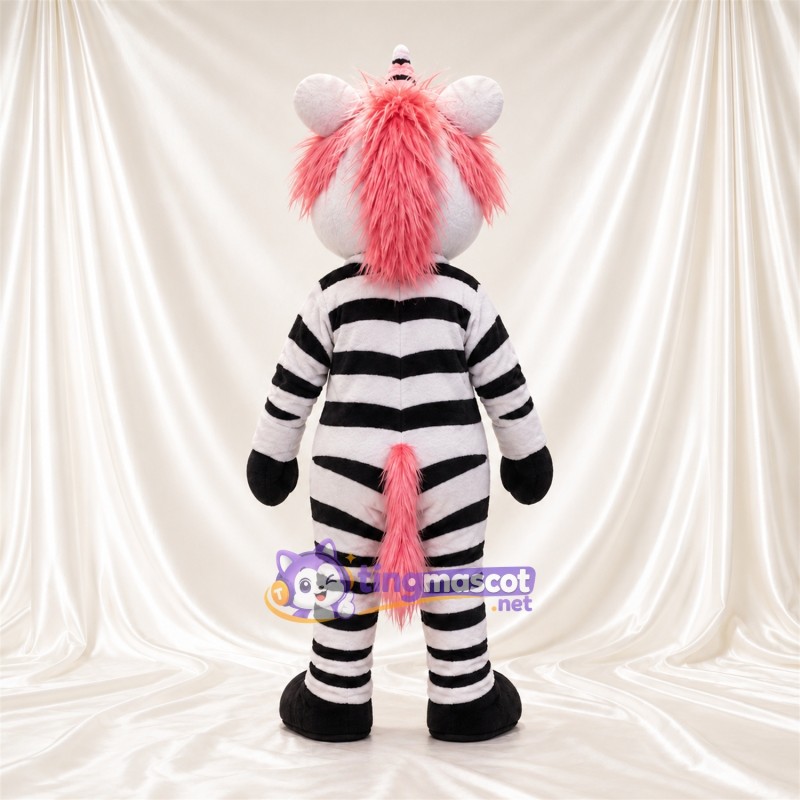 Black and White Zebra Unicorn Mascot Costume - Pink Mane Black and White Zebra Unicorn Mascot Costume - Pink Mane