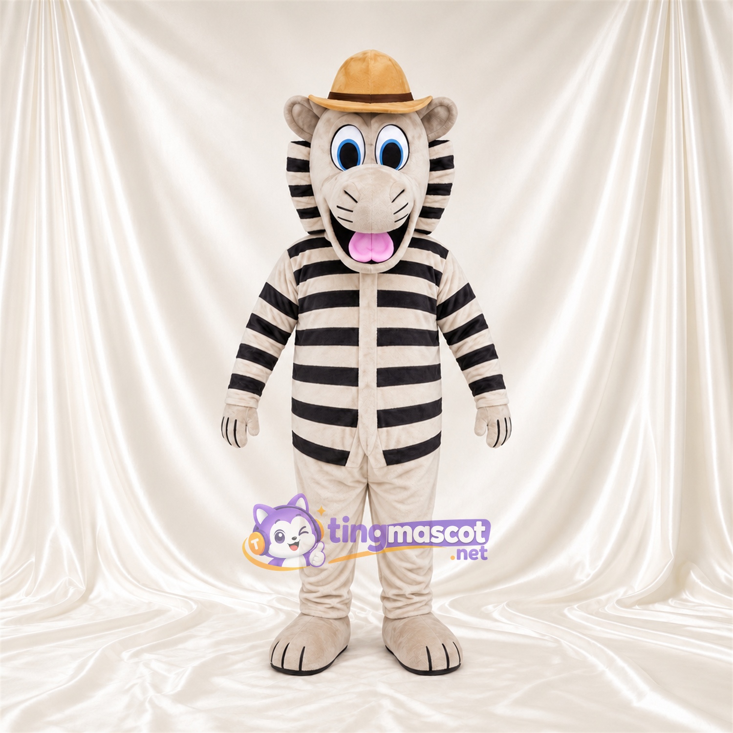 Costume de mascotte Zèbre – noir / blanc – Chapeau (brun clair) Costume de mascotte Zèbre – noir / blanc – Chapeau (brun clair)