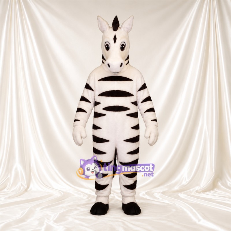 Costume de mascotte Zèbre – noir / blanc – Larges rayures; Gants (blanc) Costume de mascotte Zèbre – noir / blanc – Larges rayures; Gants (blanc)