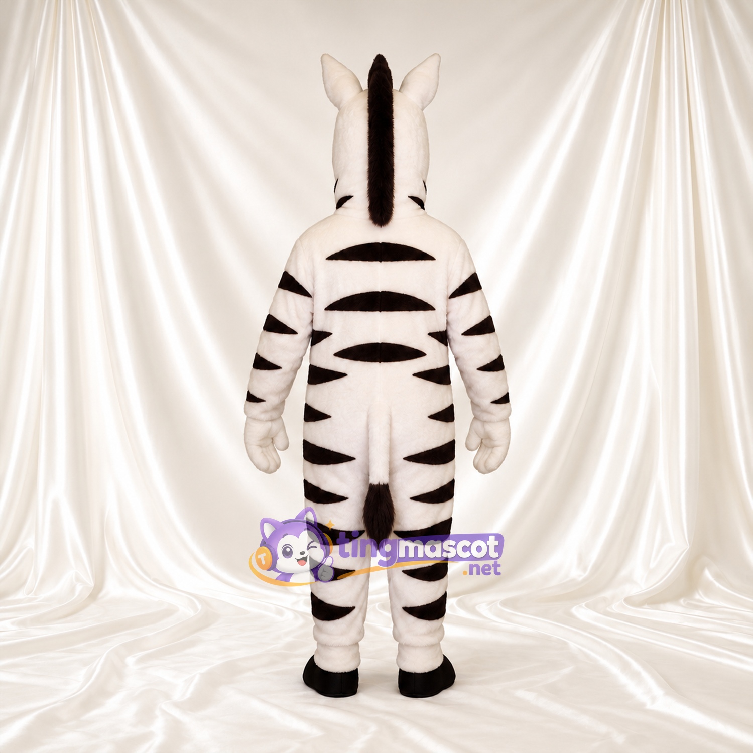Maskottchenkostüm Zebra – schwarz / weiß – Breite Streifen; Handschuhe (weiß) Maskottchenkostüm Zebra – schwarz / weiß – Breite Streifen; Handschuhe (weiß)