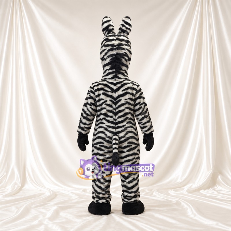 Black and White Zebra Mascot Costume - Shaggy Fur and Black Muzzle Black and White Zebra Mascot Costume - Shaggy Fur and Black Muzzle