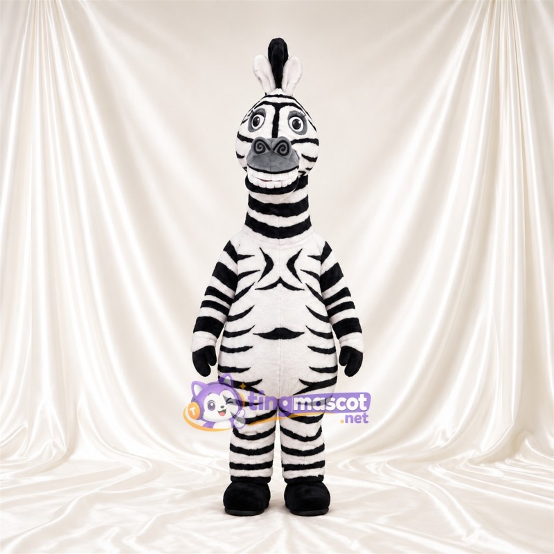 Costume de mascotte Zèbre – noir / blanc – Long cou; Sourire avec dents Costume de mascotte Zèbre – noir / blanc – Long cou; Sourire avec dents