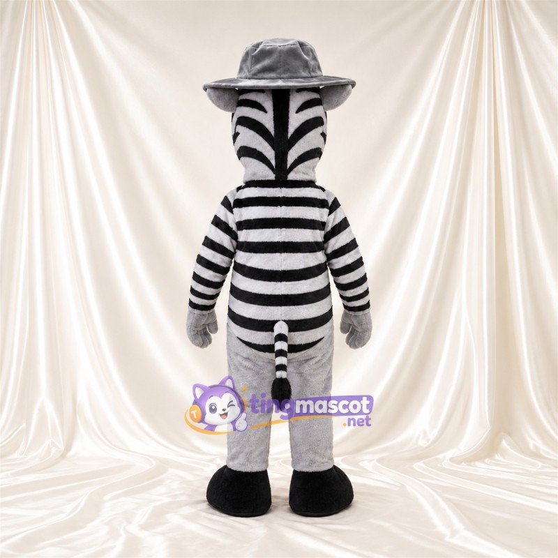 Costume de mascotte Zèbre – noir / blanc – Chapeau (gris) Costume de mascotte Zèbre – noir / blanc – Chapeau (gris)