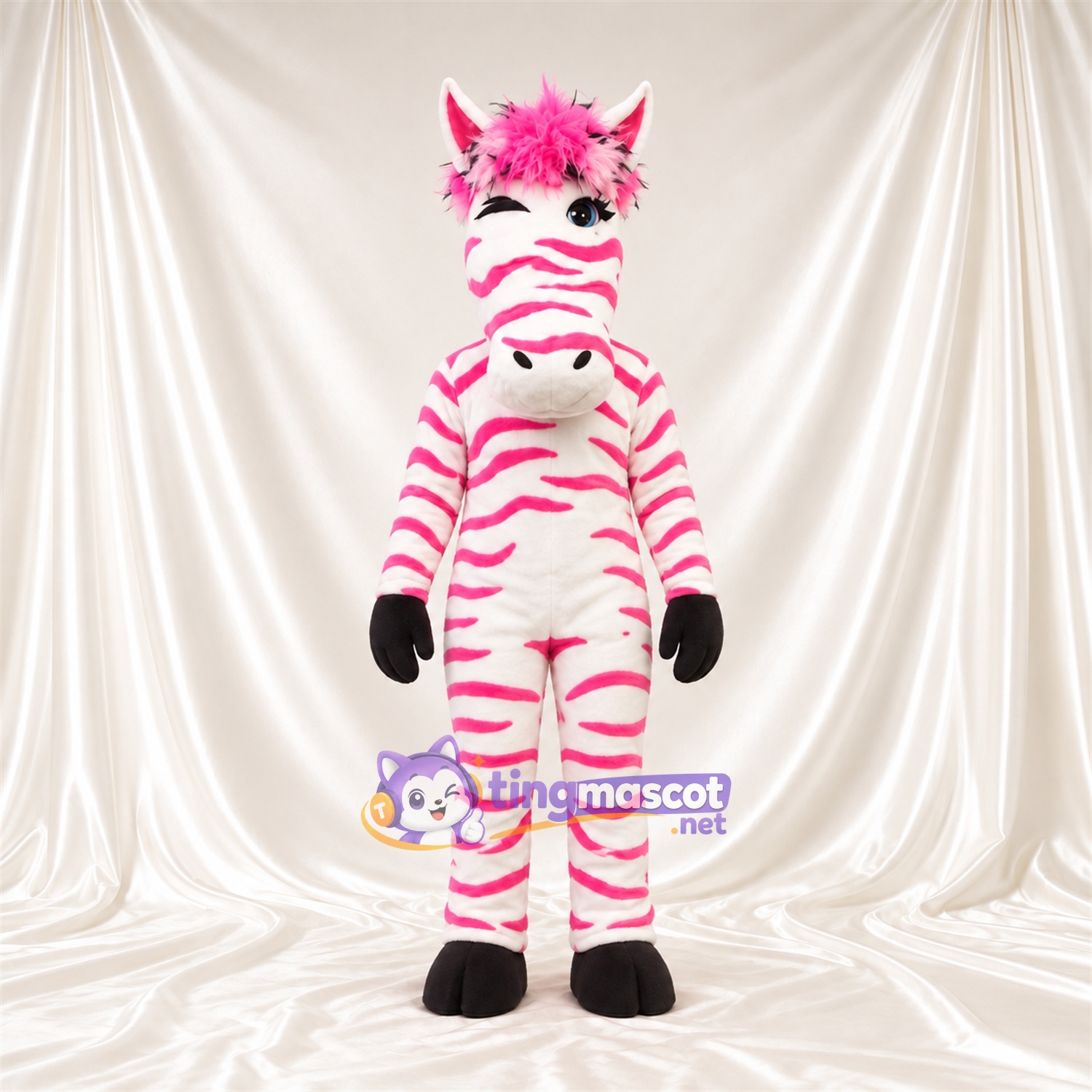 Maskottchenkostüm Zebra – rosa / weiß Maskottchenkostüm Zebra – rosa / weiß