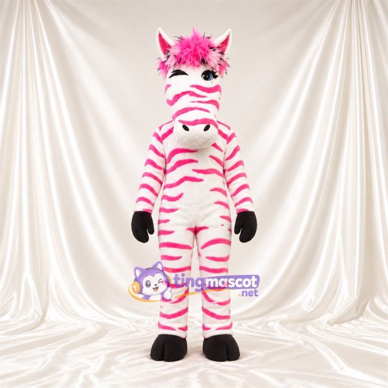 Maskottchenkostüm Zebra – rosa / weiß Maskottchenkostüm Zebra – rosa / weiß