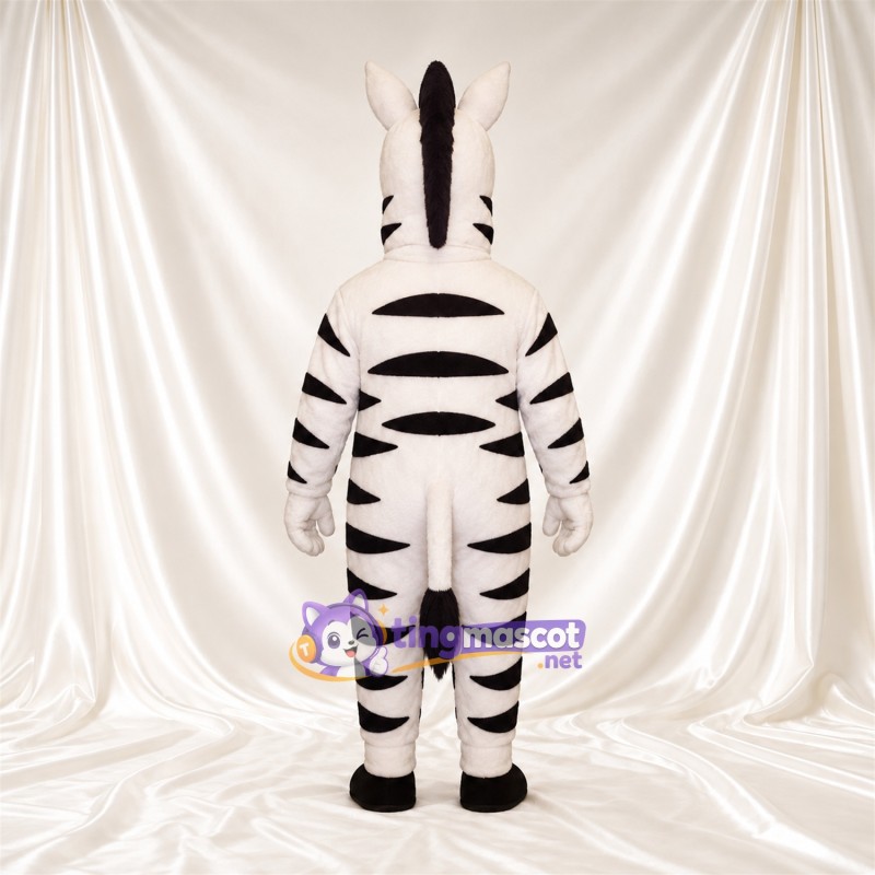 Maskottchenkostüm Zebra – schwarz / weiß – Breite Streifen; Handschuhe (weiß) Maskottchenkostüm Zebra – schwarz / weiß – Breite Streifen; Handschuhe (weiß)
