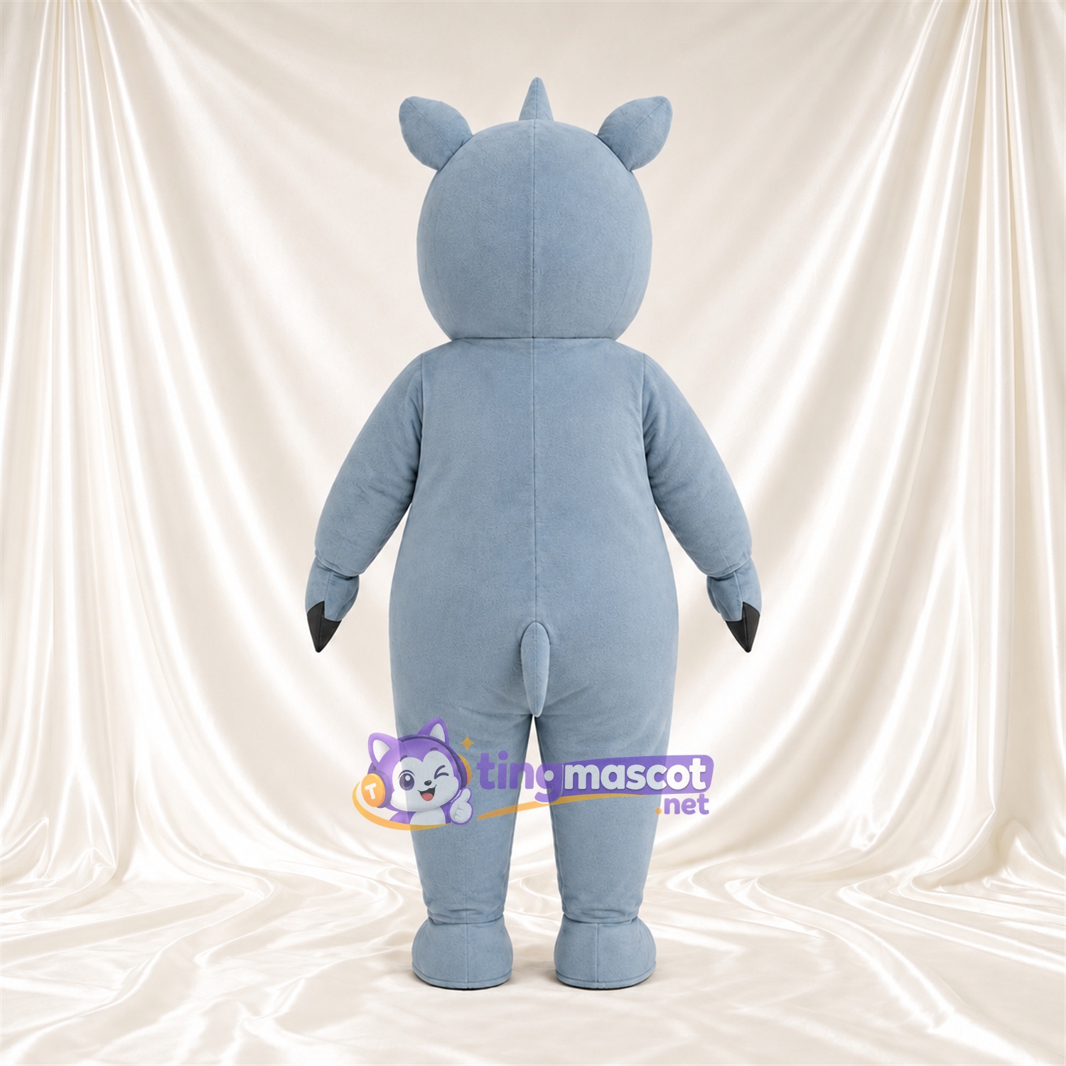 Blue Rhinoceros Mascot Costume - White Belly and White Nose Horn Blue Rhinoceros Mascot Costume - White Belly and White Nose Horn