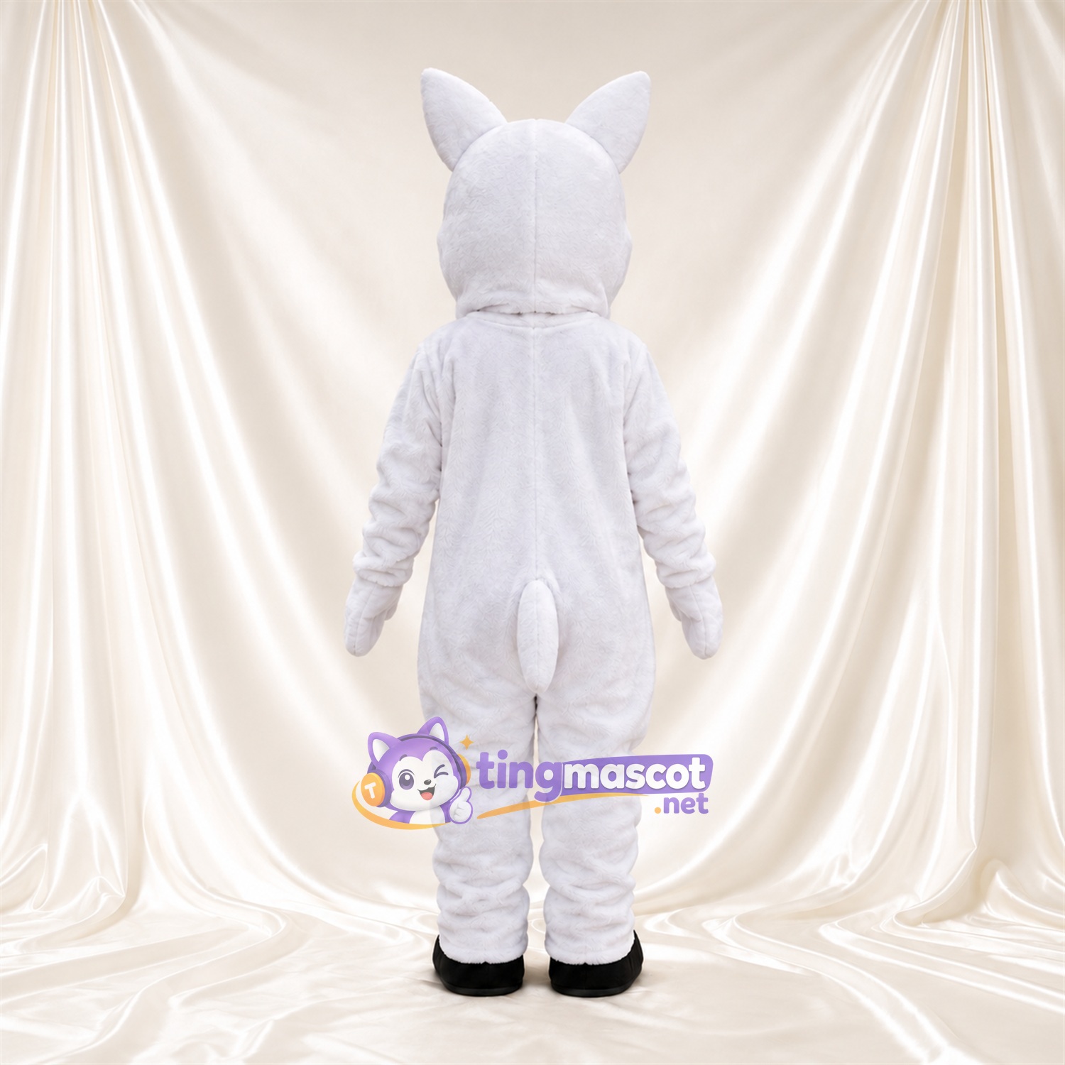 Costume de mascotte Rhinocéros – blanc – Corne (noir); Mains (blanc) Costume de mascotte Rhinocéros – blanc – Corne (noir); Mains (blanc)
