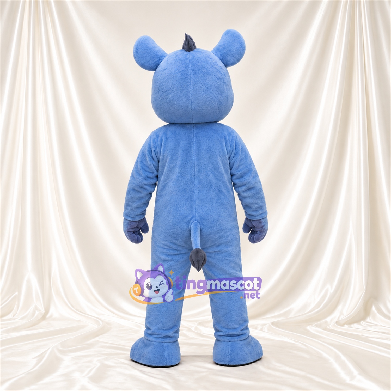 Blue Rhinoceros Mascot Costume - Pink Inner Ears and Cream Toe Tips Blue Rhinoceros Mascot Costume - Pink Inner Ears and Cream Toe Tips