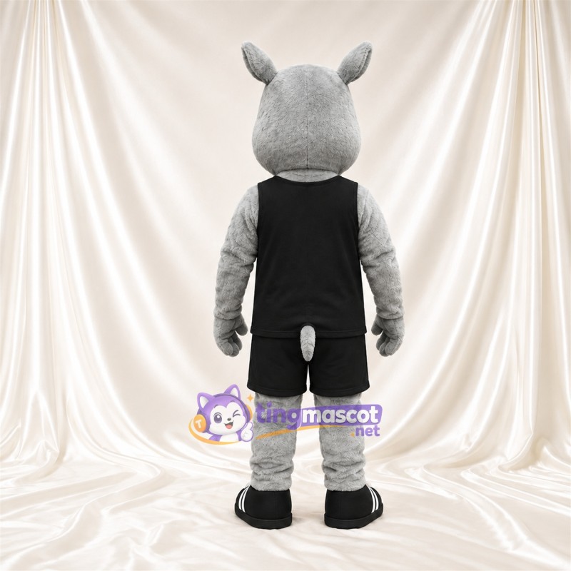 Costume de mascotte Rhinocéros – gris – Chemise (noir); Short Costume de mascotte Rhinocéros – gris – Chemise (noir); Short