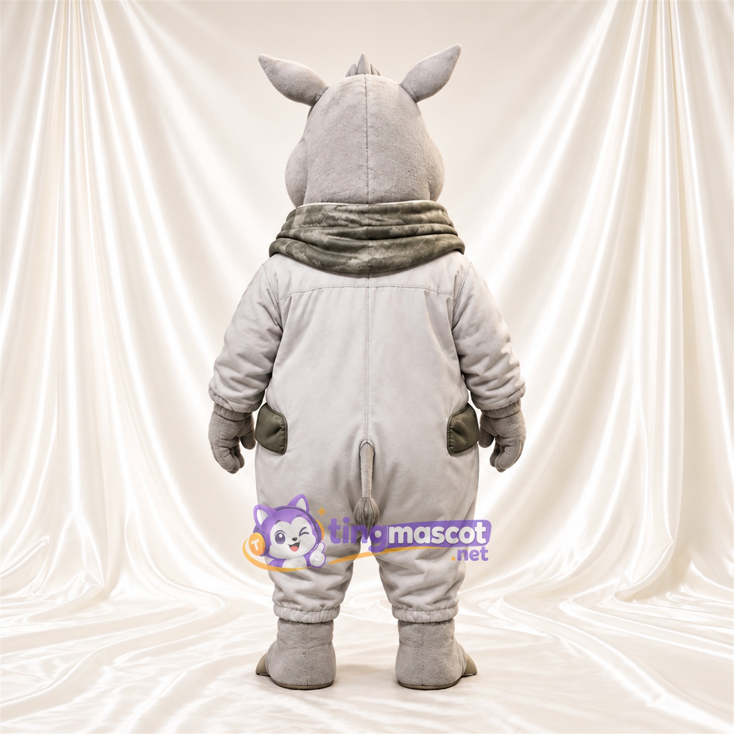 Costume de mascotte Rhinocéros – gris – Écharpe Costume de mascotte Rhinocéros – gris – Écharpe