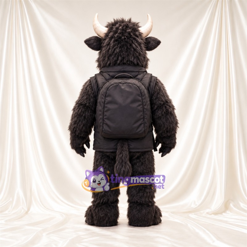 Black Bull Mascot Costume - Black Jacket and Backpack Black Bull Mascot Costume - Black Jacket and Backpack